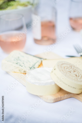 cheese and pink wine