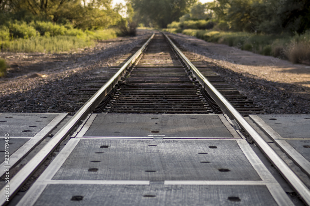Railroad Tracks Converging Horizon Centered