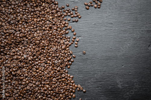 coffee bean Roasted and crushed background On the blackboard
