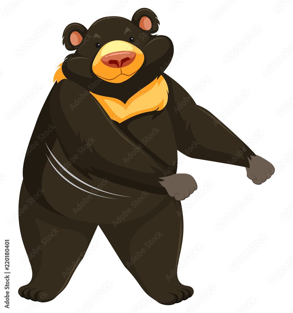 Naklejka premium A bear dancing on white background
