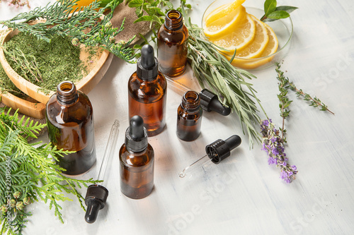 Bottles of essential oils