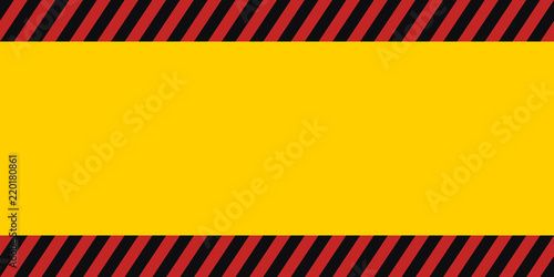 horizontal warning banner frame, red yellow black, diagonal stripes, hazard backdrop wallpaper danger vector