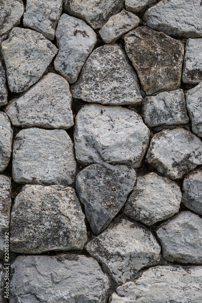 Fototapeta premium Closeup of Gray strong stone wall texture