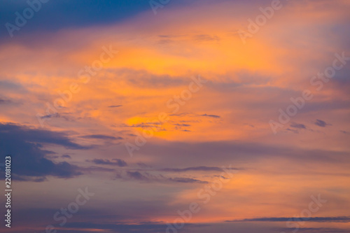 Blue orange and yellow colorful sunset sky © pandaclub23