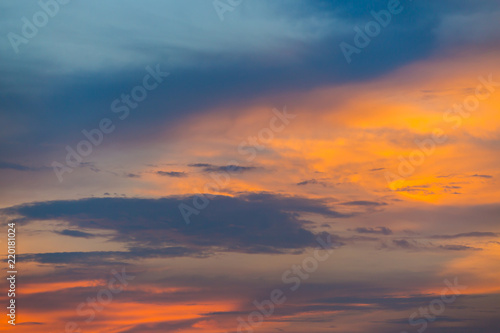 Blue orange and yellow colorful sunset sky © pandaclub23