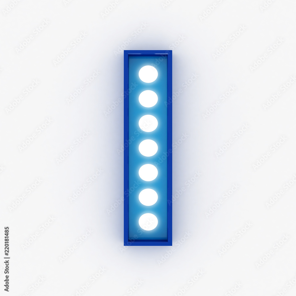 bulb neon sign blue alphabet 3d render bulb neon sign blue alphabet 3d render