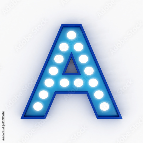 bulb neon sign blue alphabet 3d render