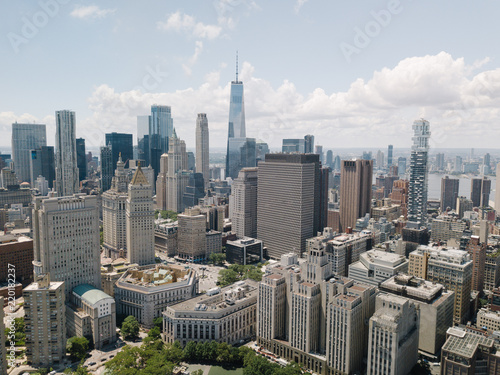 Drone Aerial Shot World Trade Center City View Beautiful NYC New York