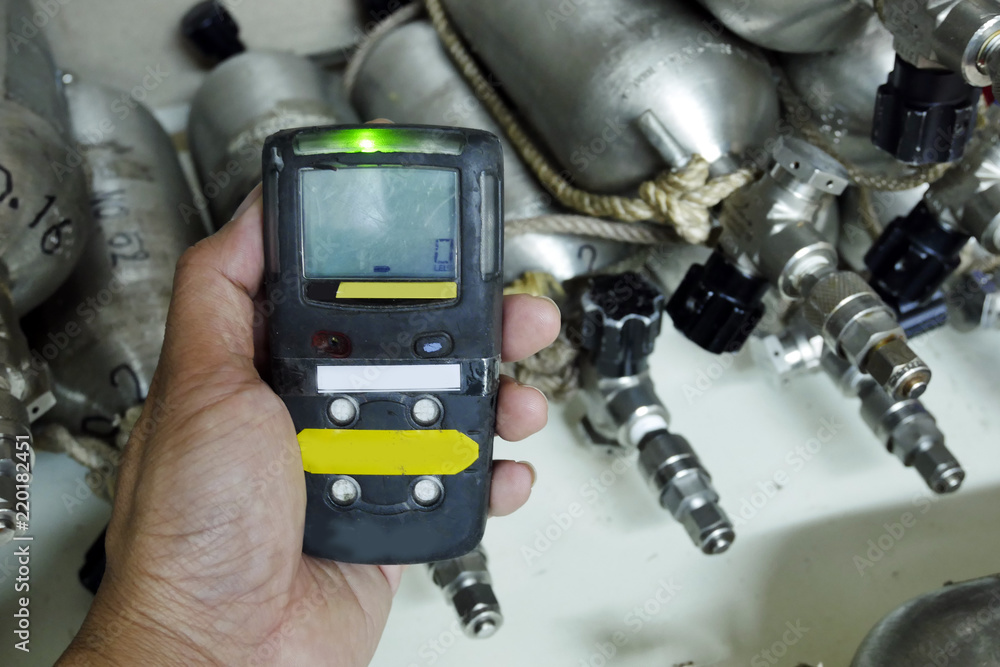 Personal H2S Gas Detector,Check gas leak. Safety concept of safety and security system on