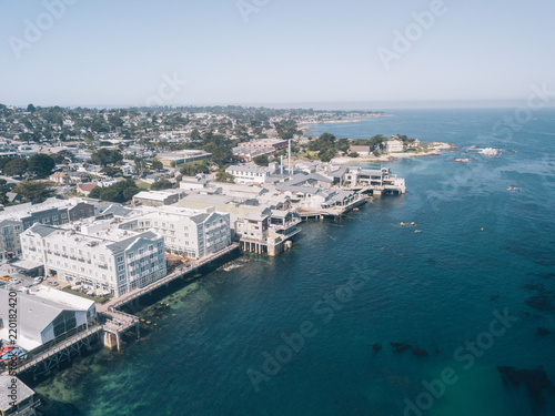 Aerial Drone Monterey Bay City Aquarium Top Down Cityscape © colin