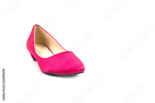 red fabric female shoes isolated on white background