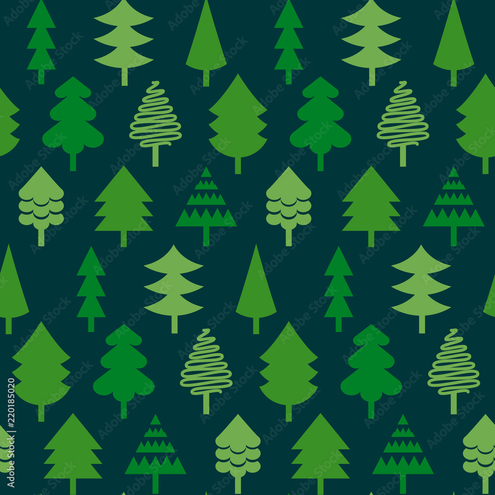 Christmas trees vector seamless pattern. Texture for wallpapers, pattern fills, web page backgrounds