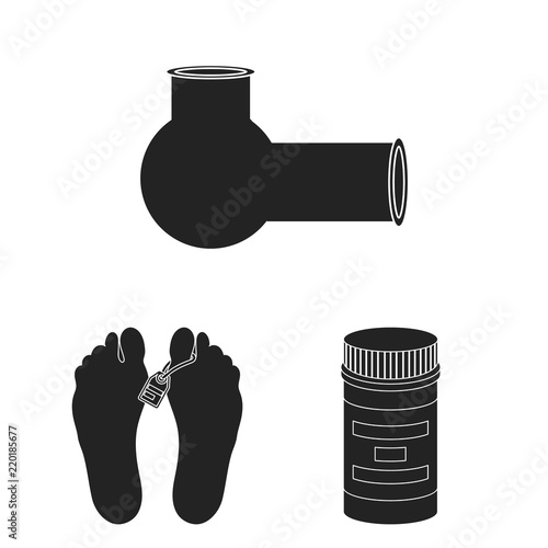 Drug addiction and attributes black icons in set collection for design. Addict and Drug vector symbol stock web illustration.