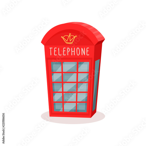 Wallpaper Mural Flat vector icon of red telephone booth. Famous symbol of England. Travel to London. Public call box Torontodigital.ca
