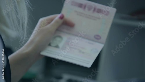 Checking passports at the airport check in