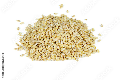 Pile of pearl barley isolated on white