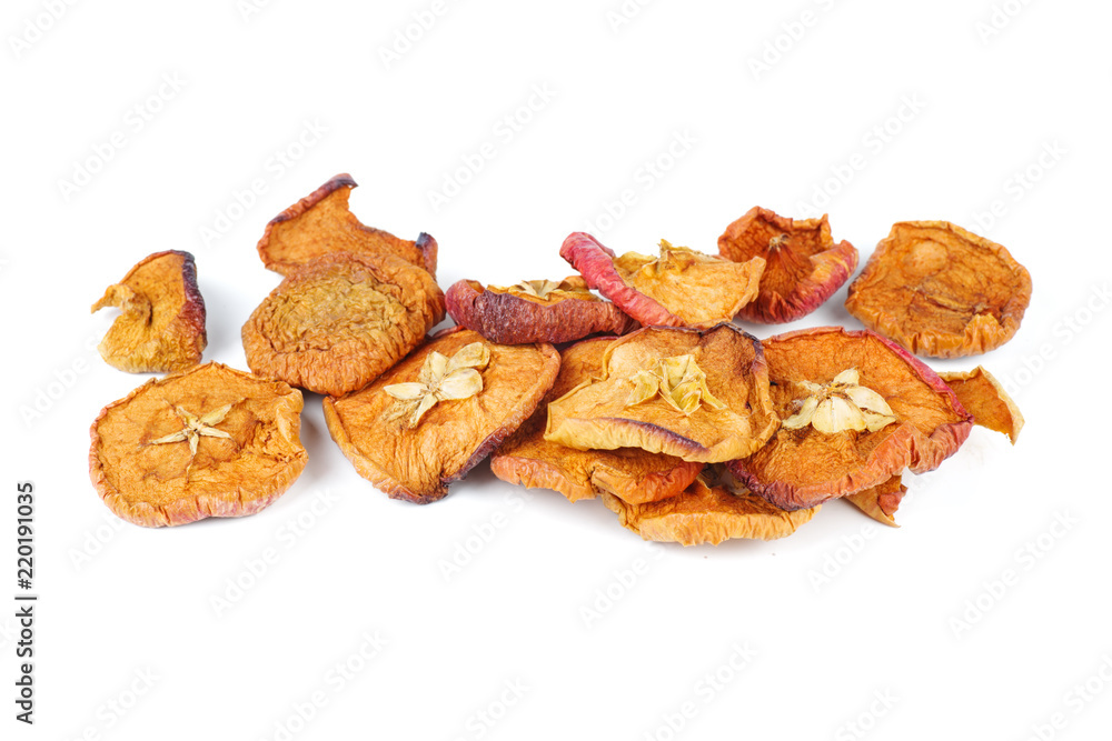 Dried apple slices isolated on white background. Dried apple slices isolated on white background.
