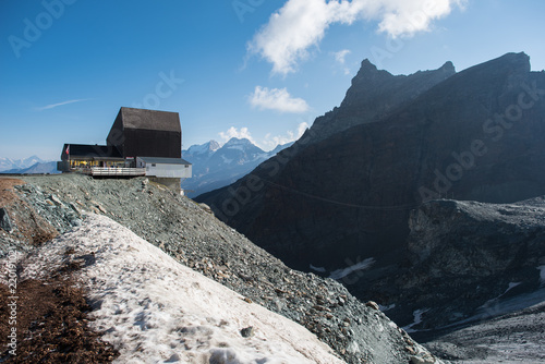 Felskin 3000m. and felskin restaurant in saas fee switzerland canton valais photo