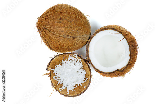 Whole coconut, grated and half