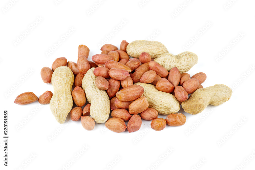 Pile of raw shelled and unshelled peanuts Pile of raw shelled and unshelled peanuts