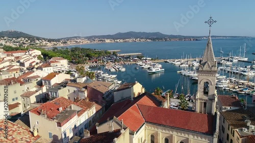 Aerial view of Sanary sur Mer harbor in France, famous traditional village of Provence photo