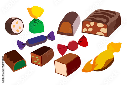 A set of ten sweets, various sweets
