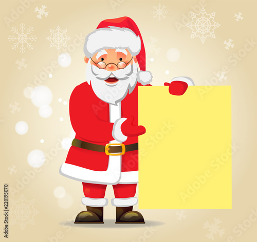 Santa Claus holding banner