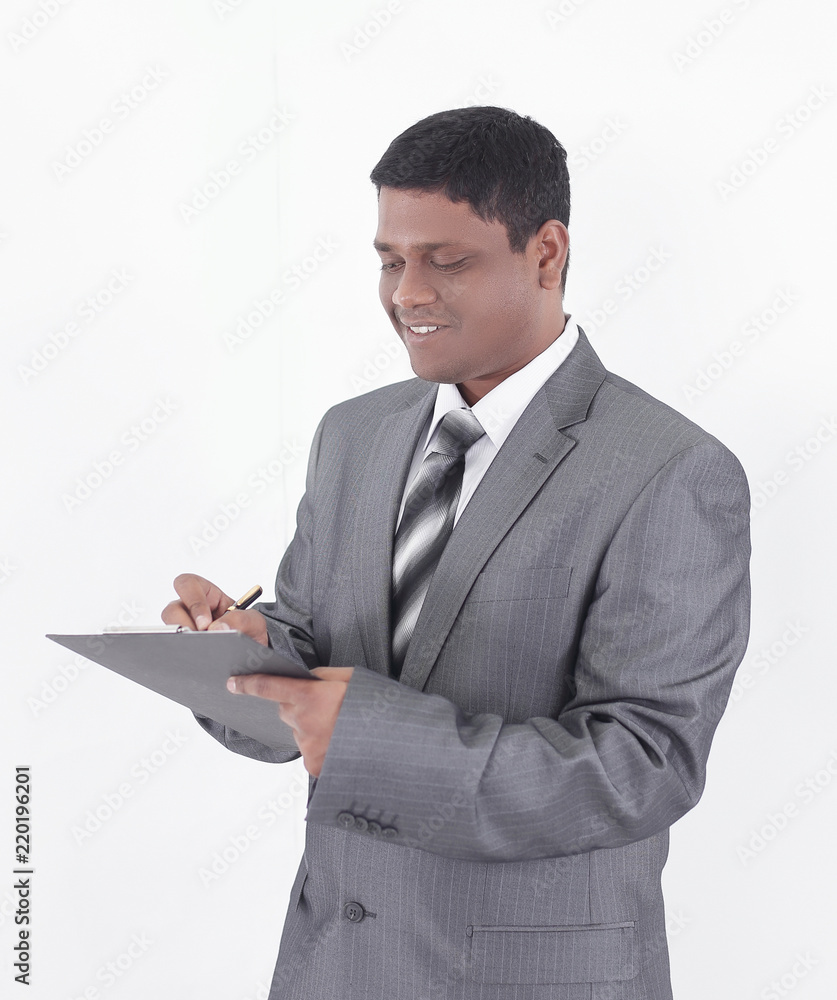 Executive businessman with documents.isolated on white Executive businessman with documents.isolated on white
