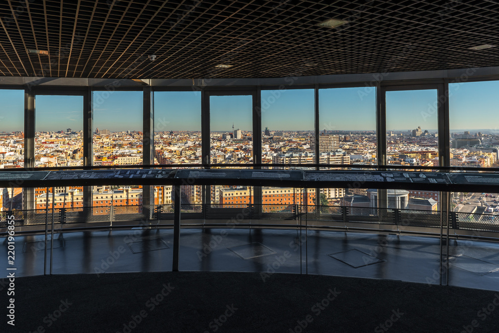 Panoramic view of Madrid from Moncloa Lighthouse, Spain