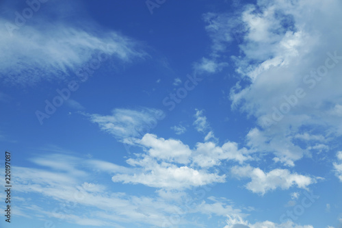 Blue sky background with white clouds. © Ranjith