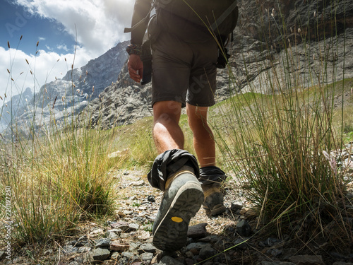 hiking in mountains