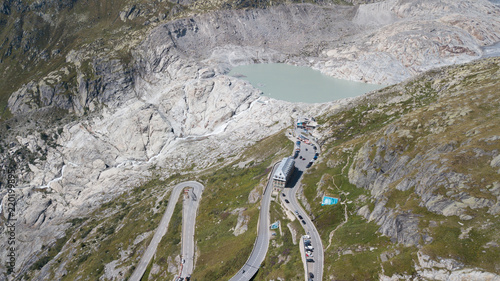 Hotel Belvedere und Rhonegletscher von oben photo