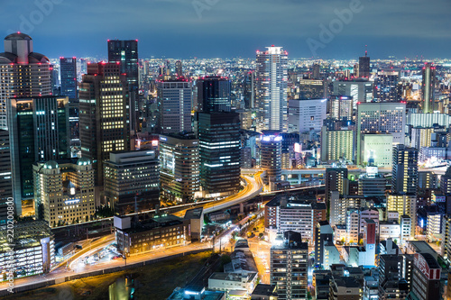 Osaka city urban city in the evening © leungchopan