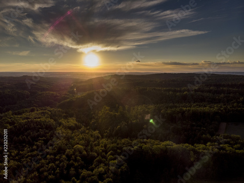 Wald bei Sonnenuntergang - Luftaufnahme