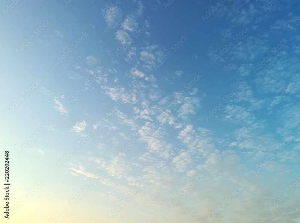Blue sky and white clouds in morning sky.