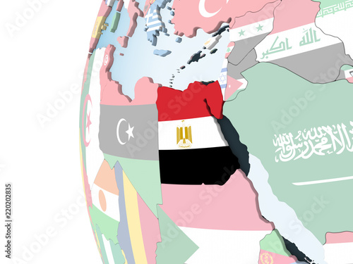 Egypt with flag on globe © harvepino