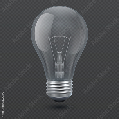 Realistic 3d light bulb vector illustration isolated on transparent background