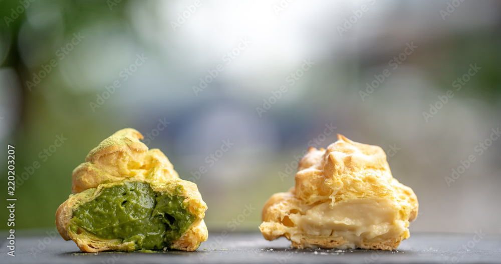 Matcha Chucream,Japanese dessert, using as a background or wallpaper Matcha Chucream,Japanese dessert, using as a background or wallpaper