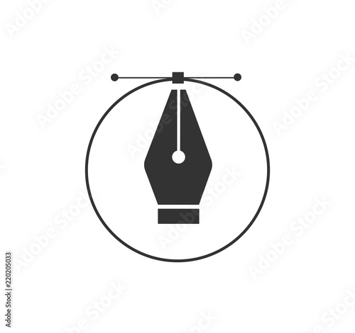 Pen tool cursor. Vector computer graphics. Logo for designer or illustrator. Design icon. The curve control points.