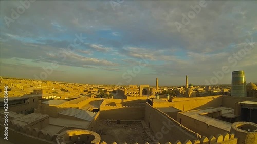 Evening panorama of Khiva (Chiva, Heva, Xiva, Chiwa, Khiveh) - Xorazm Province - Uzbekistan - Town on the silk road photo