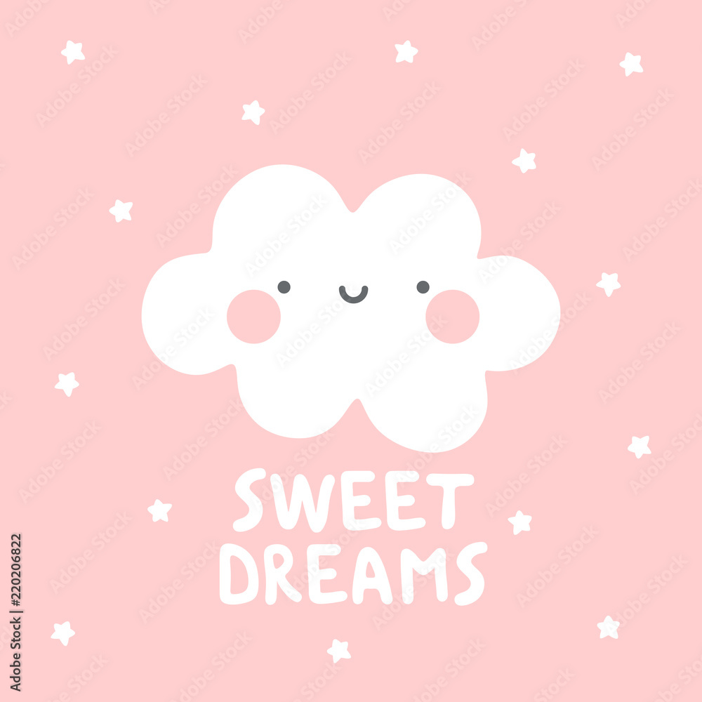 cloud, stars with sweet dream with text . White handmade phrase on the dark blue background. vector handdrawn lettering banner design. cloud, stars with sweet dream with text . White handmade phrase on the dark blue background. vector handdrawn lettering banner design.