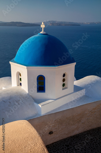 Oia, Santorini. Close up image of Greek Church located at the island of Santorini, South Aegean, Greece.