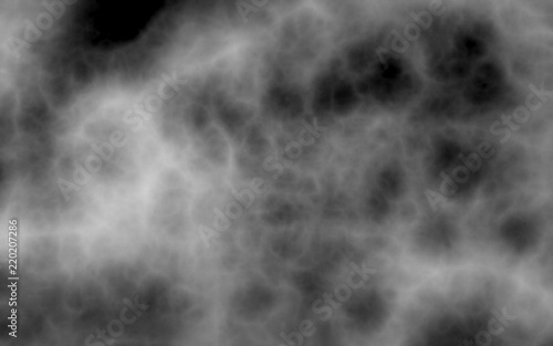 Background of abstract gray color smoke isolated on black color background. The wall of gray fog. 3D illustration