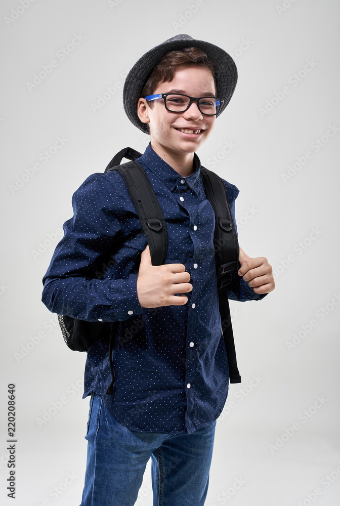 Schoolboy with backpack Schoolboy with backpack