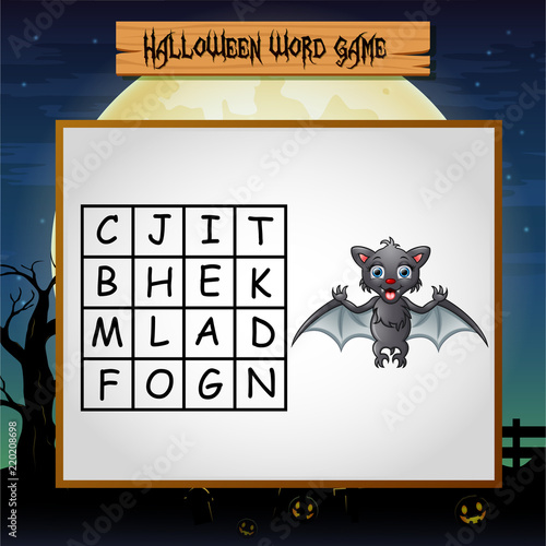 Game halloween find the word of bat