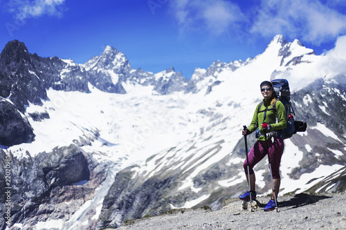 Trekking in the Canadian mountains.Hike is the popular recreation activity in North America.