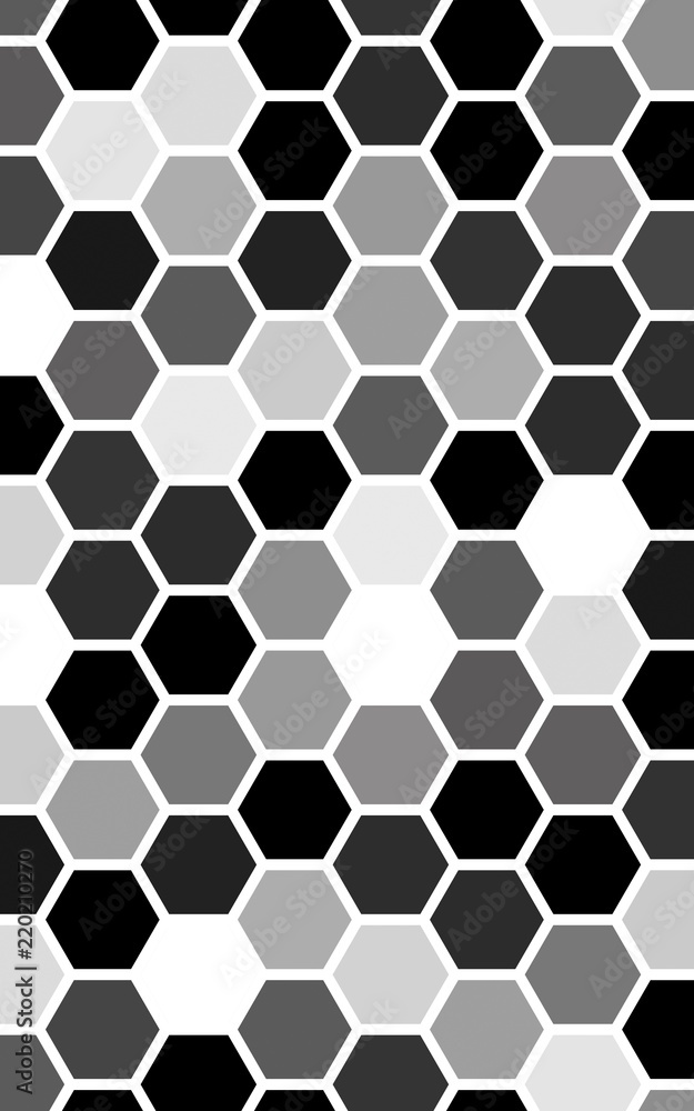 White honeycomb with a gradient color. Isometric geometry. 3D illustration White honeycomb with a gradient color. Isometric geometry. 3D illustration