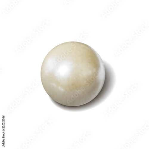 Vector White Pearl, Photo Realistic Illustration, Object with Shadow Isolated.