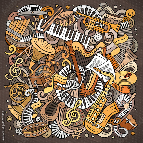 Cartoon vector doodles Classic music illustration