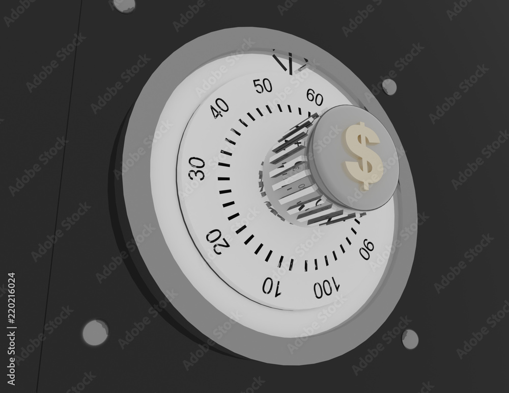 Combination dial safe lock and key lock . 3d rendered illustration Combination dial safe lock and key lock . 3d rendered illustration